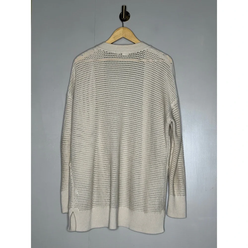 Gap Size L Cream Open Knit Cotton Longline Cardigan